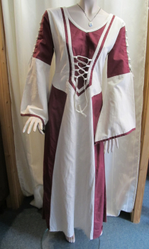 Ladies Medieval Dress Nature/Burgundy